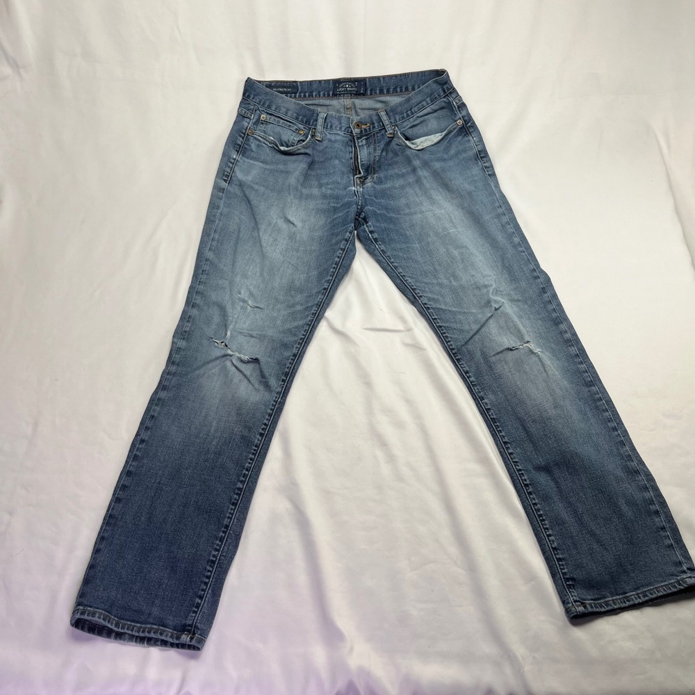 Lucky Brand Jeans Blue 32x32 Straight Leg Distressed Medium‎ Wash Denim